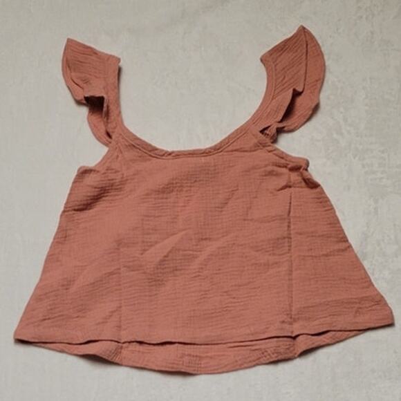 NWT Marine Layer Jude Flutter Sleeve Tank Top‎ Rosette 100% Cotton Gauzy - XS - Picture 2 of 6